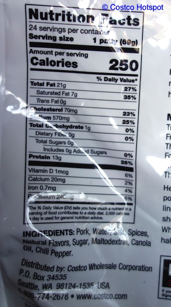 Kirkland Signature Fully Cooked Pork Sausage Patties Nutrition Facts | Costco